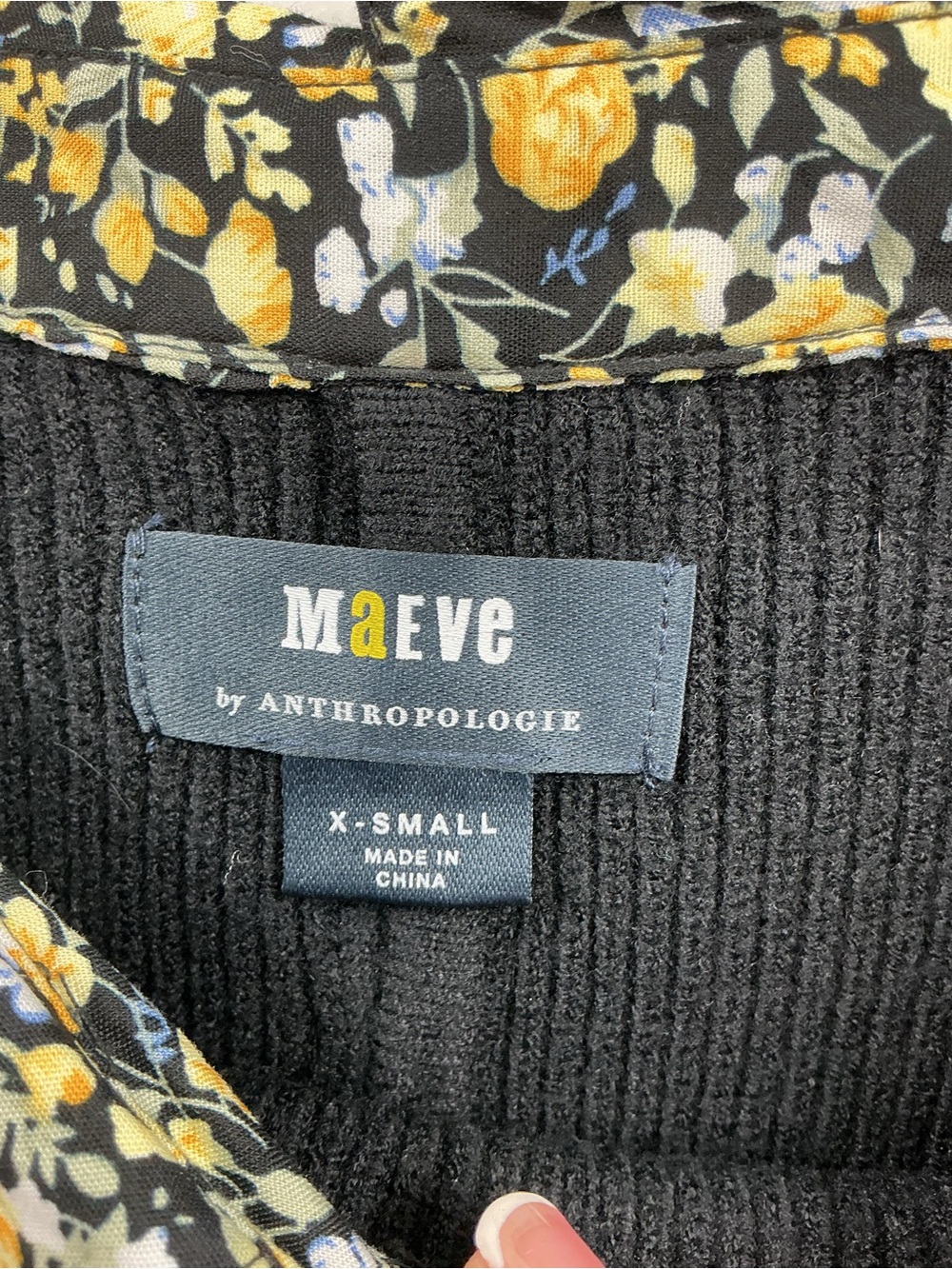 Anthropologie Black Sweater with Floral Collar and Hem Trim 1114 - Picture 3 of 6